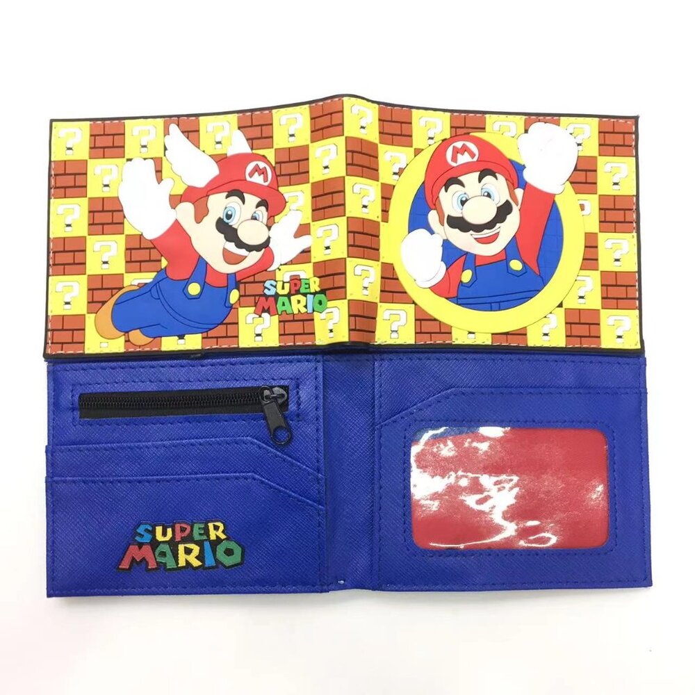 Mario Brick Block Bi-Fold Wallet Embossed Design ID Window - Picture 2 of 6
